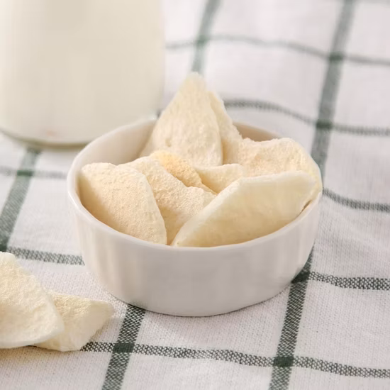 Venta al por mayor de rodajas de pera liofilizadas Fd, dados y polvo del proveedor de China